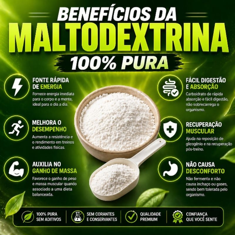 Maltodextrina 500g 100% PURA SEM ADOÇANTES Carboidrato Rápido Energia Treino Hipertrofia