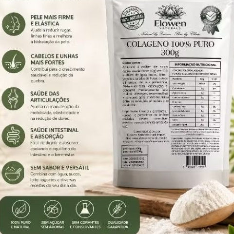 Colágeno 100% PURO 300g | Cabelos Fortes e Articulações Saudáveis