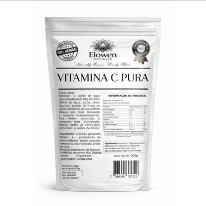 Vitamina C Pura 300g Importada | Imunidade Alta, Mais Energia e Antioxidante Poderoso