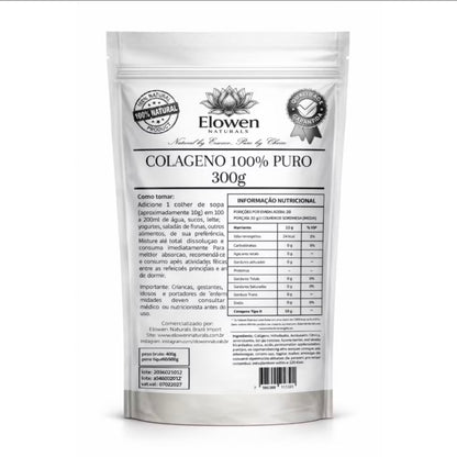Colágeno 100% PURO 300g | Cabelos Fortes e Articulações Saudáveis