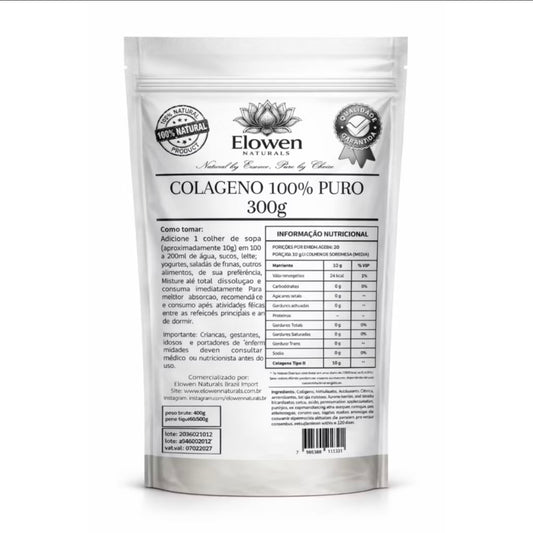 Colágeno 100% PURO 300g | Cabelos Fortes e Articulações Saudáveis