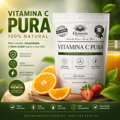 Vitamina C Pura 300g Importada | Imunidade Alta, Mais Energia e Antioxidante Poderoso