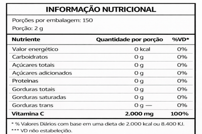 Vitamina C Pura 300g Importada | Imunidade Alta, Mais Energia e Antioxidante Poderoso