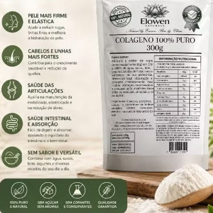 Colágeno 100% PURO 300g | Cabelos Fortes e Articulações Saudáveis